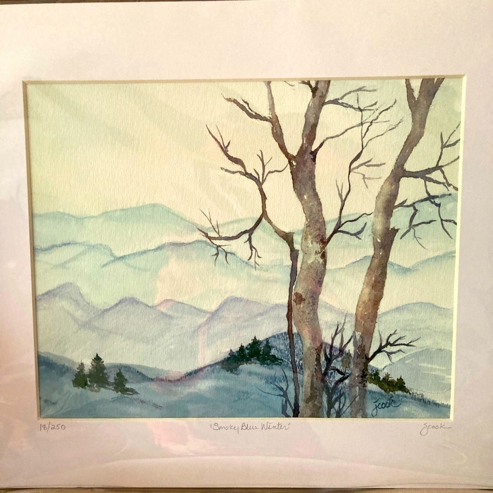 Watercolor Limited Edition print ‘Smoky Blue Winter’. art painting 11x14